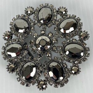 Chico's Belt Bucket Black Stones Sparkly Metal 3 Inches Diameter